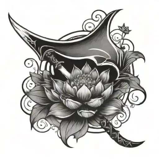 Scythe And Lotus Flower