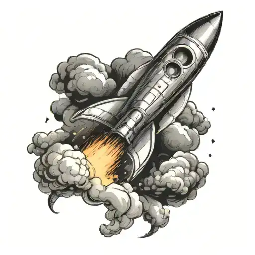 A Rocket That Bursts Out Of The Clouds