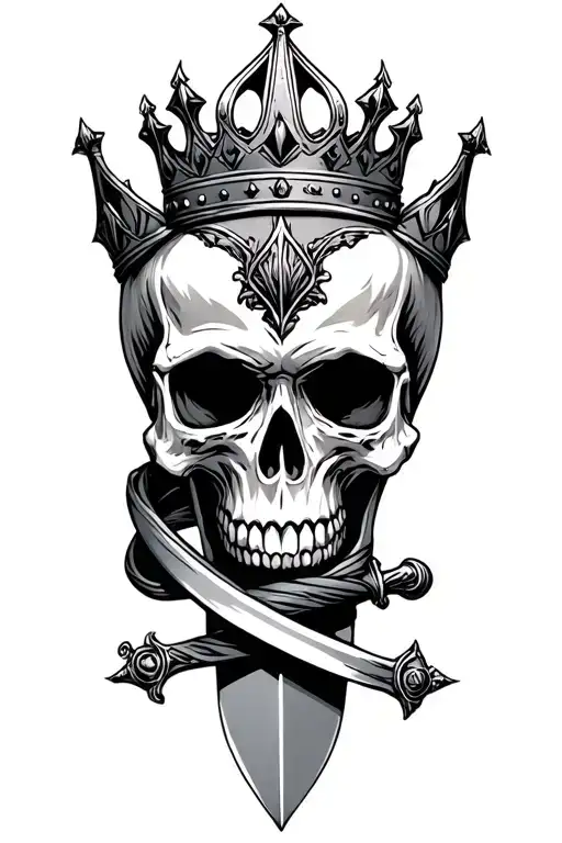 Crowned Skull With Dagger Wrapped