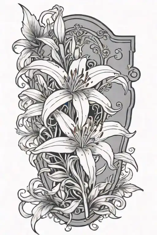 Spider Lily Flower With Gravestone Engraved