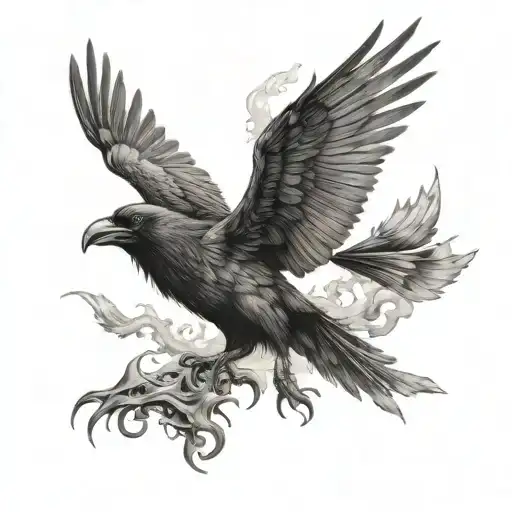 Crow Flying Over Army Of Demons
