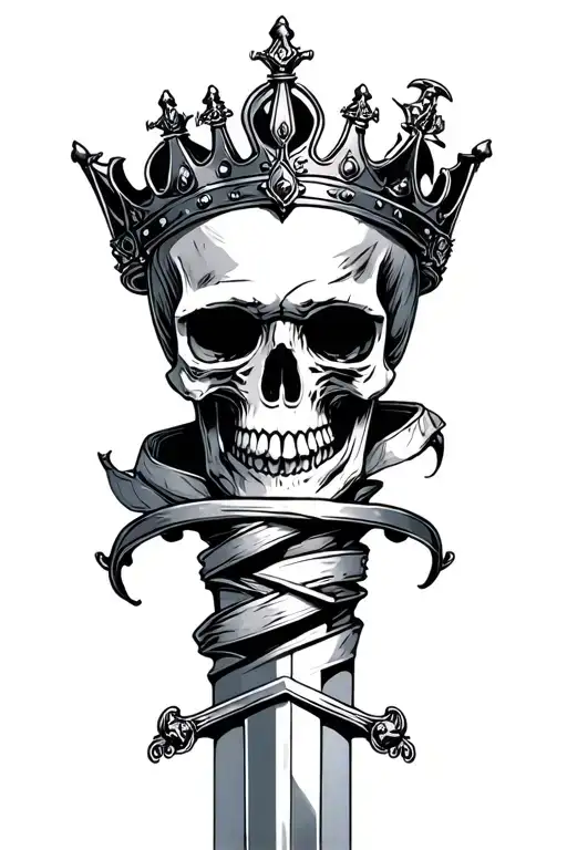 Crowned Skull With Dagger Wrapped