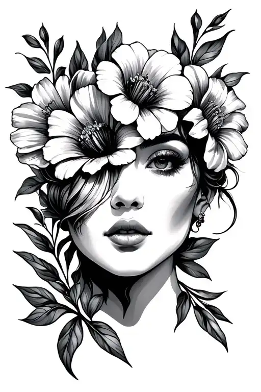Face And Flowers