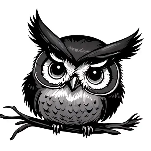 Black Baby Owl Perched