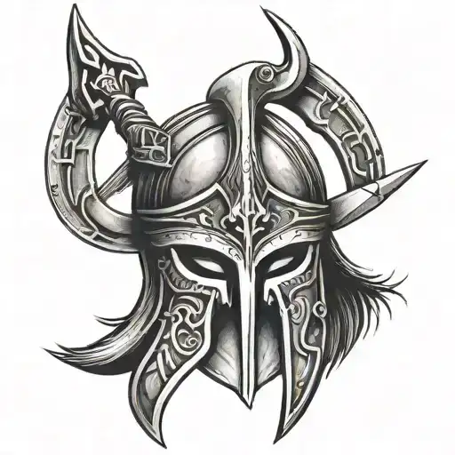 Spartan Mask With A Trident Thru It
