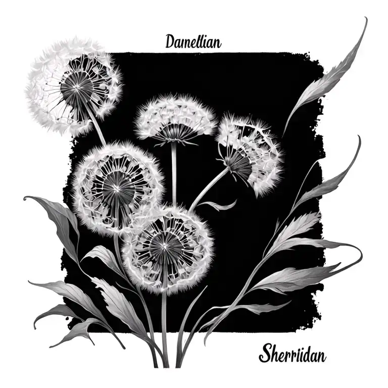 Dandelion Tattoo With Name Sherridan