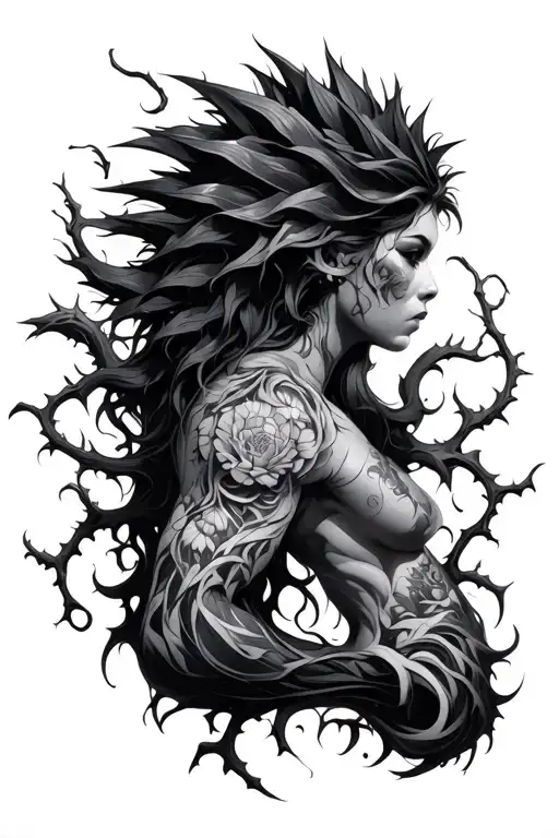 Spiky Vines Arounf Arm Sleeve