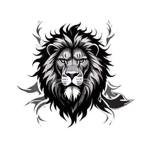 Lion Wih Warrior Surrounded