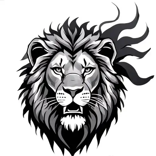 Lion Wih Warrior In Middle