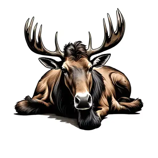 Moose Laying With Front Legs Crossed