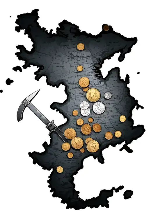 A Sea Chart On The Map Is Coins And Knives