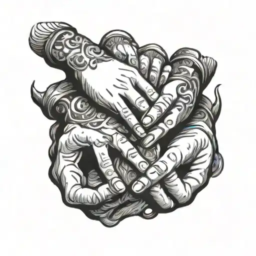 10 Little Hands Each Holding One Finger Of Grown Ups Hands