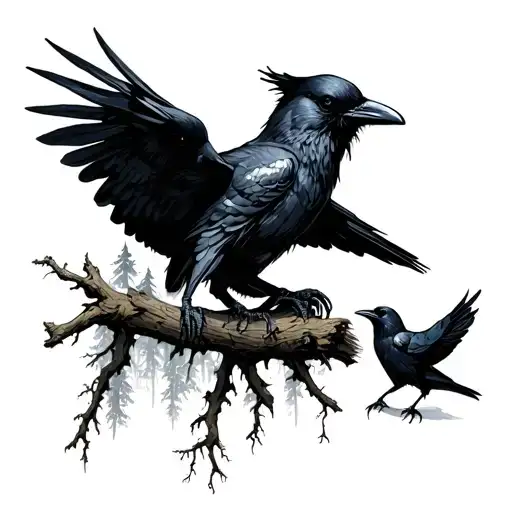 Horror In The Woods With Crows