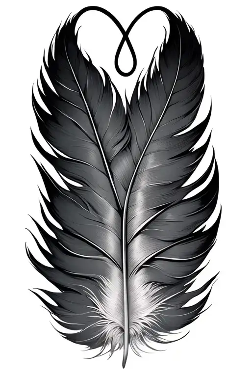 Feather With Infinity Symbol Intertwined