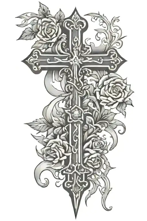 Simple Cross With Iv Xvii Mmvi Next To It
