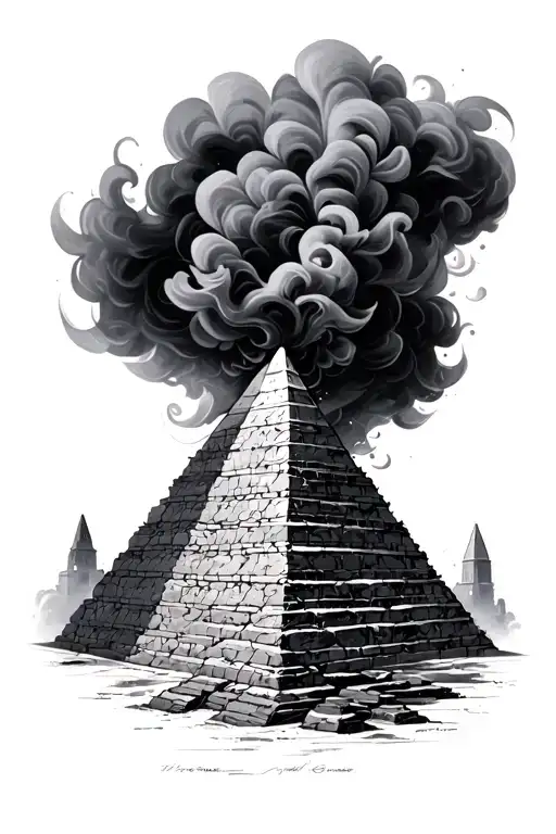 Pyramid With Smoke Rising