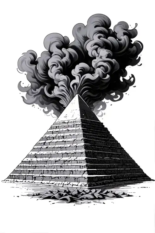 Pyramid With Smoke Rising
