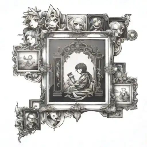 Overlapping Picture Frames With Anime Characters Inside