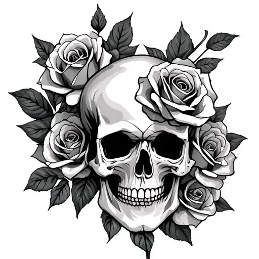 Dad Memorial With Roses And Skull