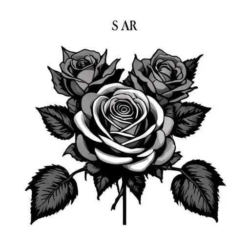 Roses And Dystruction Upper Arm Sleeve With Initials S A R Vertical Down The Sleeve