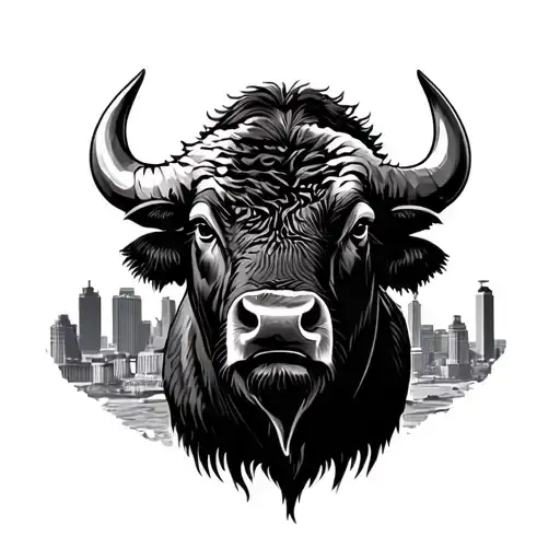 Buffalo With Buffalo Ny Skyline In Background