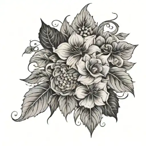 Sleeve With Vines And Hydrange