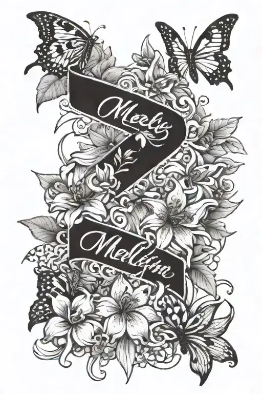 Maelynn In Japanese Letters With Lillie's And Butterflys Souronding