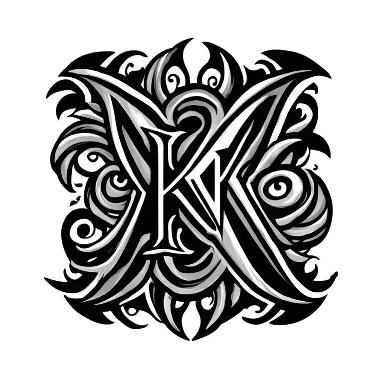 A K Initials Intertwined Tribal