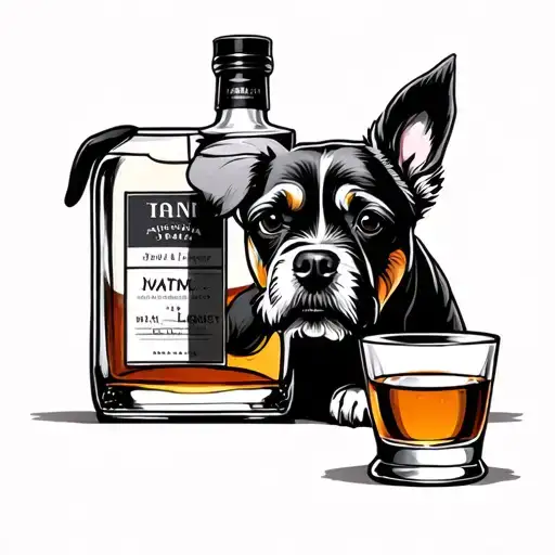 Dog W Whisky Bottle
