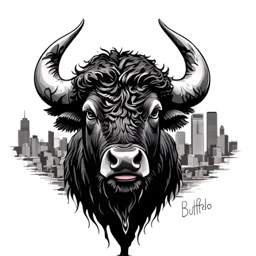 Full Buffalo Sideshot With Buffalo Ny Skyline In Background