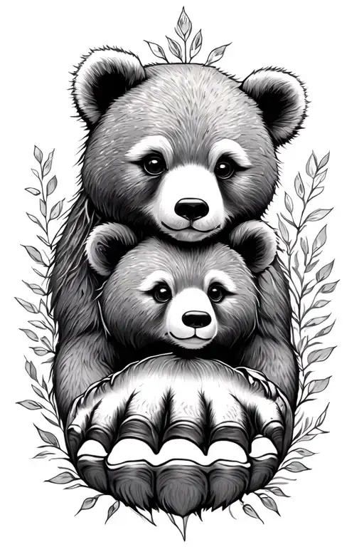 Willow And Evelyn With Bear Paw