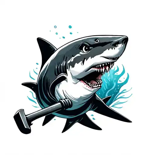 Hammer Shark And Diver