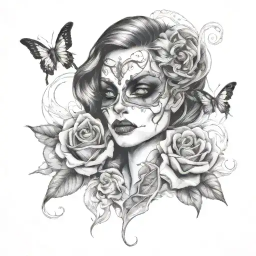 Sexy Demon Woman Surrounded Bye Death