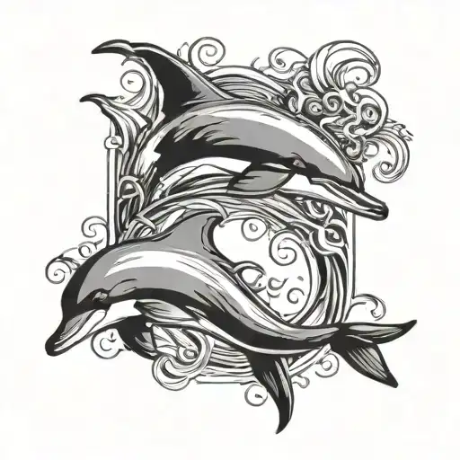 Dolphins Swimming In An Infinity Symbol Paytern