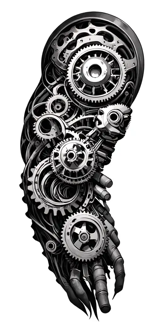 Biomechanical Gears And Machinery Mixed Into Biology Of Arm