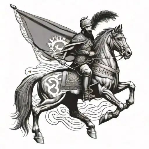 Skanderbeg With Albanian Flag