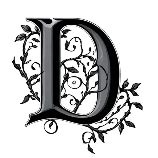 Letter D With Vines Intertwining