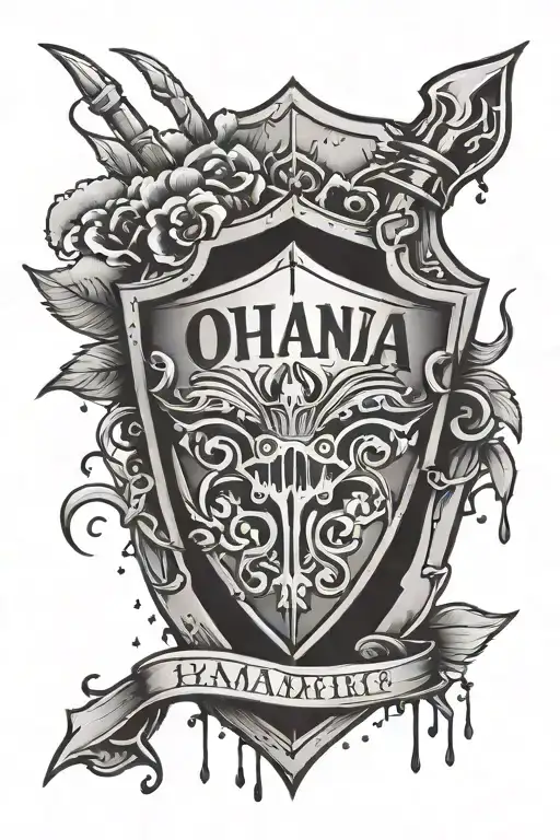Ohana Means Family With Shield And Blood Dripping Down