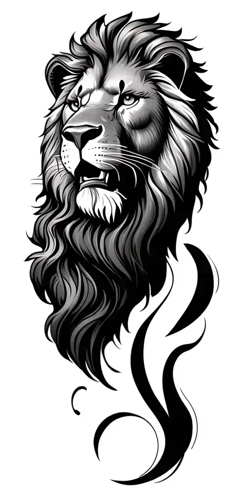 Lion Head Tattoo Holding