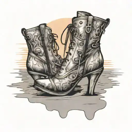 High Heel Boots Laying On Beach Sunset