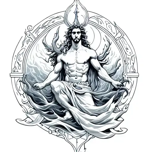 Male Water God As Aquarius Zodiac Sign