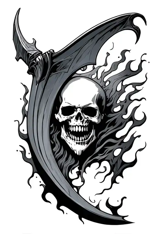 Skulls Flames Grin Reapers Scythe