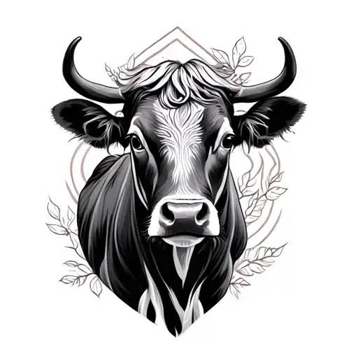 Mother Memorial Cow Women's Tattoo Design