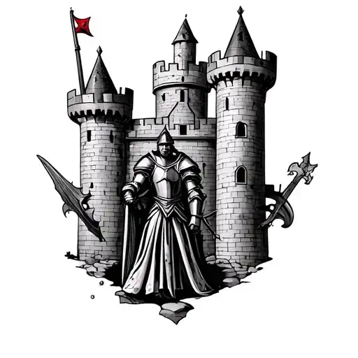 Knight With Castle And Princes And Princess