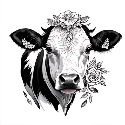 Cow Tattoo For Remembering Mother Women's Tattoo With Diamonds