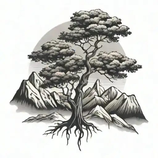 Tree And Mountain Range