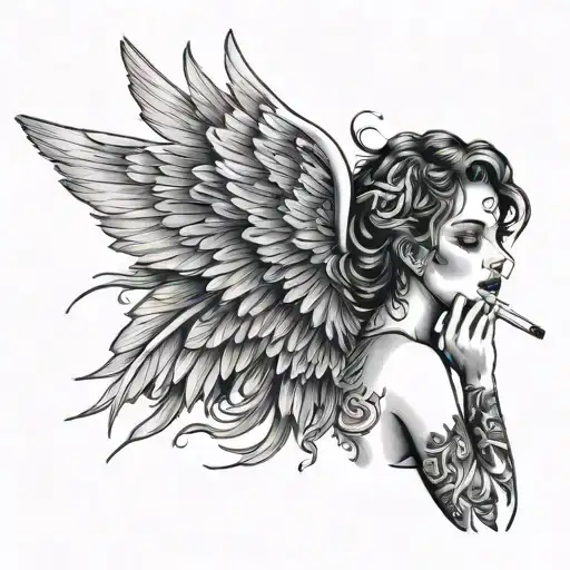 Girl With Wings And A Cigarette