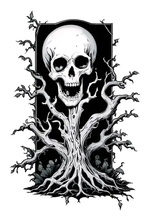 Poison Tree Grow Of Rock Gothic Style Tattoo Design