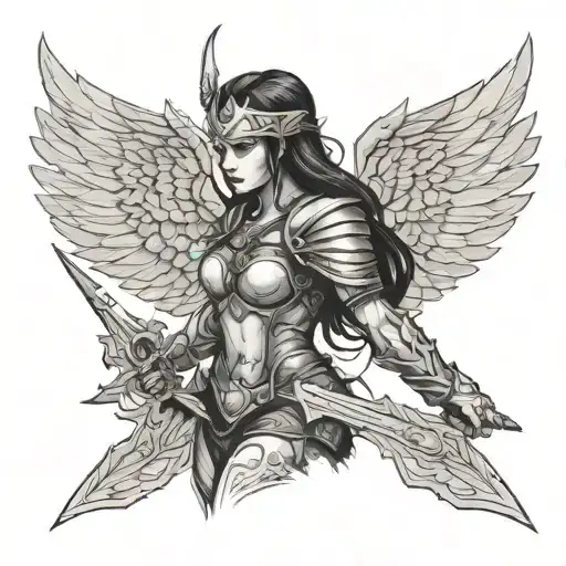 Warrior Girl With Wings