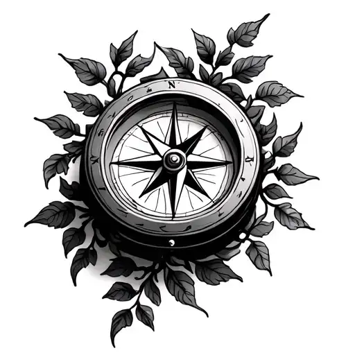 Vintage Compass With Vine Intertwined